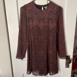 UO Ecoté Long Sleeve Patterned Dress